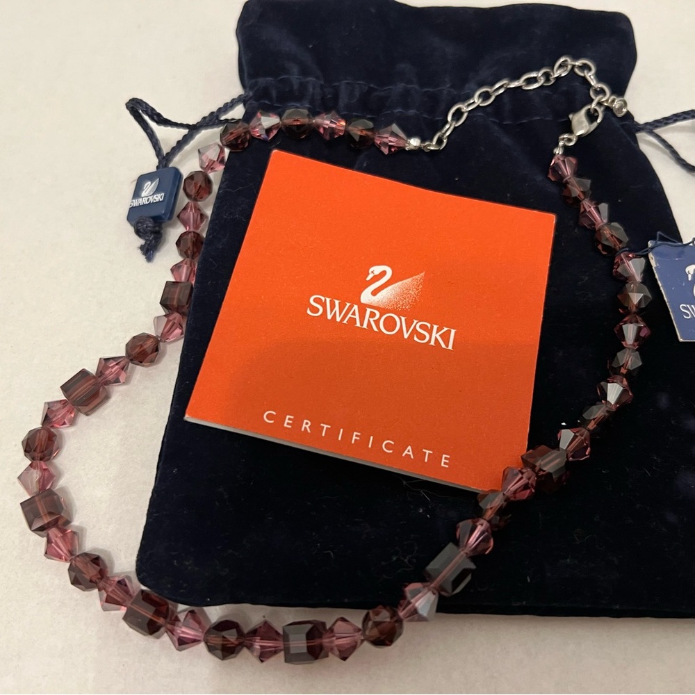 NWT Swarovski Dark Purple Burgundy Crystal Necklace